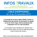 Infos Travaux novembre 2018 / L’Isle d’Espagnac – rue Victor Hugo